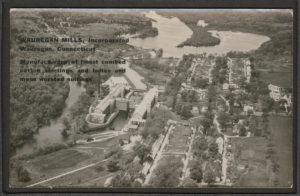 Postcard of Wauregan Mills, Manufacturers of finest combed cotton shirting and ladies and mens worsted suiting