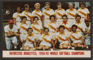 Postcard of Raybestos Brakettes, 1958-59 World Softball Champions