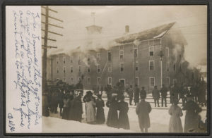 Postcard of Rockwell Tannery Fire