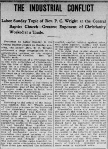 Newspaper clipping Norwich Bulletin Sermon