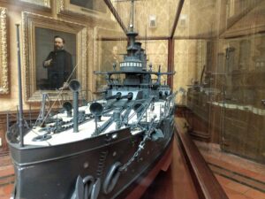 Model of the USS Connecticut used as a troop transporter during World War 1